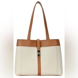 Rachel Zoe Canvas/Leather Three Compartment Tote Bag